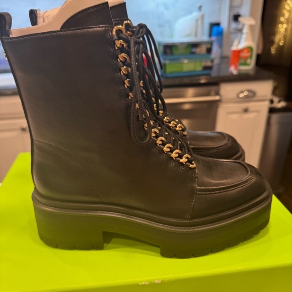 NEW! Sam Edelman Lovrin Women’s Black Leather Combat Boots Size 6 - Picture 3 of 13